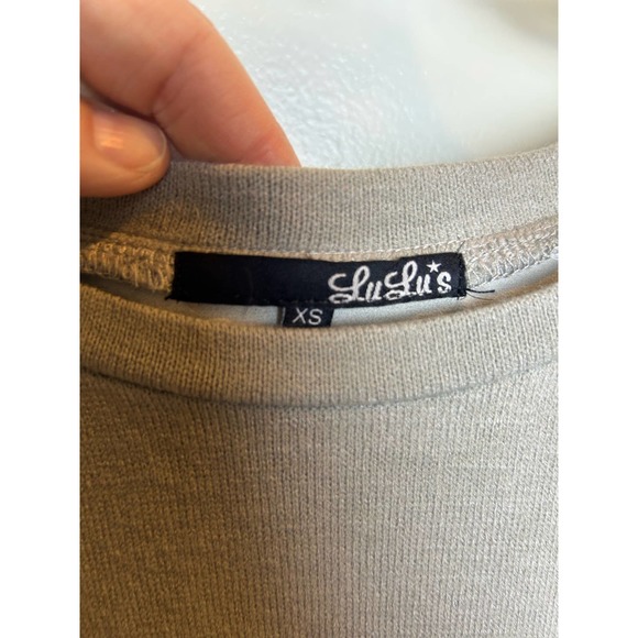 Lulus XS Womens Sweater Grey Boho Open Back with White Knit - Picture 4 of 10